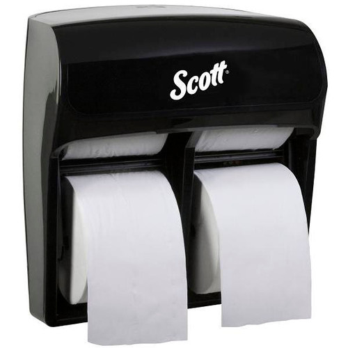 Scott Pro 44518 High Capacity Coreless Standard Roll Black Toilet Paper Dispenser, 4 Roll Capacity