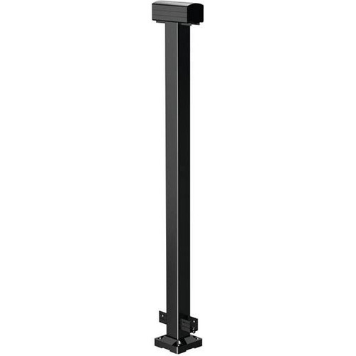 Peak 2 In. X 42 In. Black Aluminum Deck Railing Mid Post