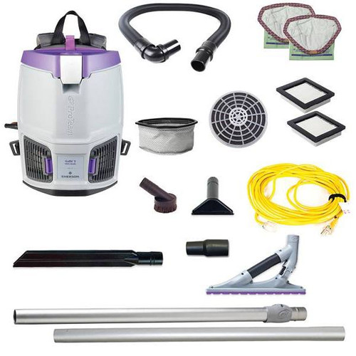 Proteam Gofit 3 Backpack Vacuum 3 Qt. Problade Carpet Tool, Micro Filter