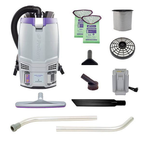 ProTeam Gofit 6 Cordless Com Backpack Vacuum W/Xover Two-Piece Wand Kit 345390