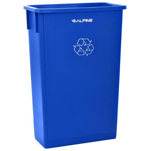 Alpine Industries Slim 23 Gal Blue Recycle Waste Receptacle Can Package Of 3 ALP477-BLU-3PK