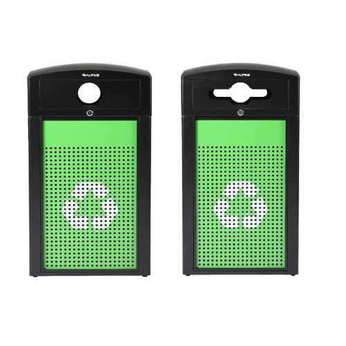 Alpine Industries 80 Gal Steel All-Weather Commercial Outdoor Dual Recycle Bin 359455
