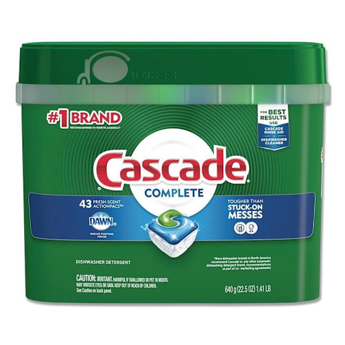 Cascade Actionpacs, Fresh Scent, 22.5 Oz Tub, 43 Per Tub, 6 Tubs Per Carton