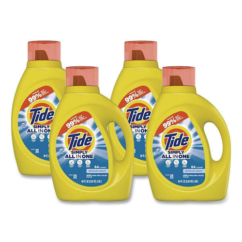 Simply Clean And Fresh Laundry Detergent, He Compatible, Refreshing Breeze, 64 Loads, 84 Oz Bottle, 4/Carton