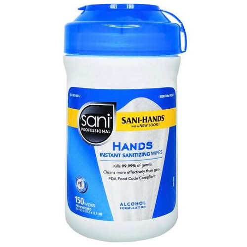 Nice Pak Sani-Hands Instant Hand Sanitizing Wipes 150 Count Canister