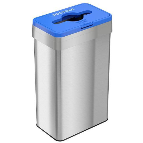 HLS Commercial 21 Gallon Stainless Steel Rectangular Open Top Recycle Bin With Odor Filters
