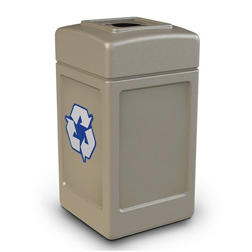 Commercial Zone Polytec Recycling 42-Gal Square Mixed Recycling Lid Beige