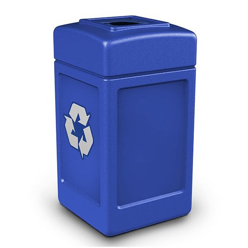 Commercial Zone Polytec Recycling 42-Gal Square Mixed Recycling Lid Blue