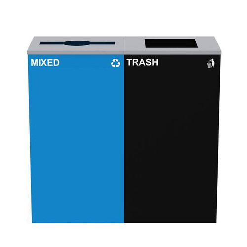 Alpine Industries 58g 2-Stream  Blue Recycling Bin Station Package Of 2