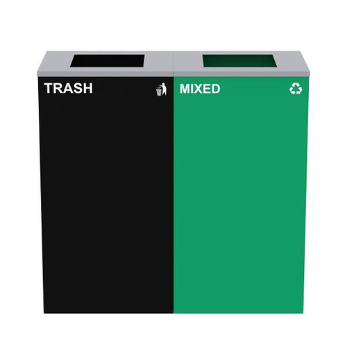 Alpine Industries 58g 2-Stream  Green Mixed Recycling Bin Station Package Of 2