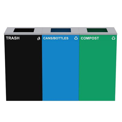 Alpine Industries 87g Steel Blue Cans/Bottles Bin - Compost Bin Package Of 3
