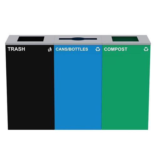 Alpine Industries 87g Steel Blue Cans/Bottles Bin Green Compost Bin Package Of 3