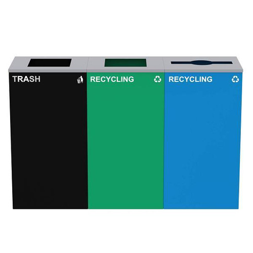 Alpine Industries 87g Steel Blue Green Recycling Bin - Black