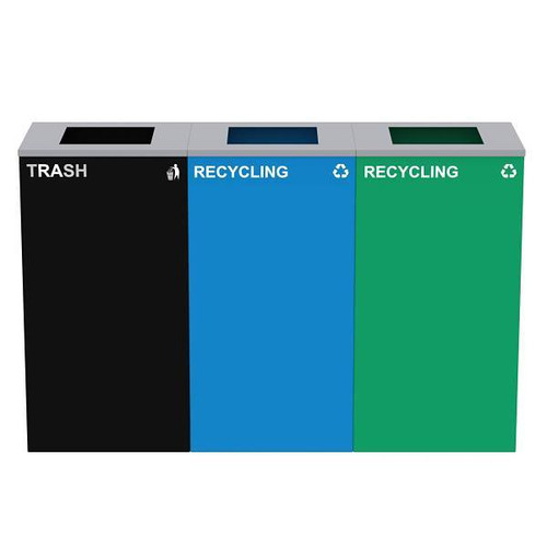 Alpine Industries 87g Steel Blue/Green Recycling Bin Black Package Of 3