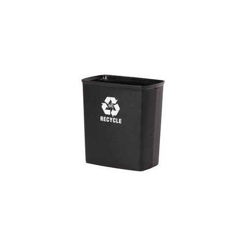 Hapco 10q Rectangle Plastic Leatherette Wastebasket Black/White Package Of 12