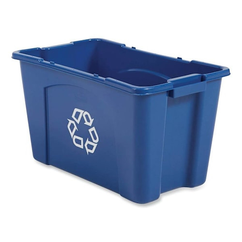 Rubbermaid Commercial 18 Gallon Stacking Blue Recycle Bin (2-Pack)