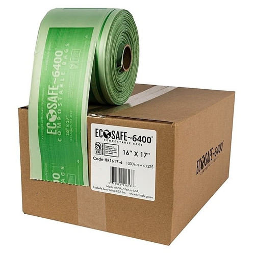 Ecosafe Compostable Can Liner 0.6 mL 16 In. X 17 In. Cored Rolls (1300-Case)
