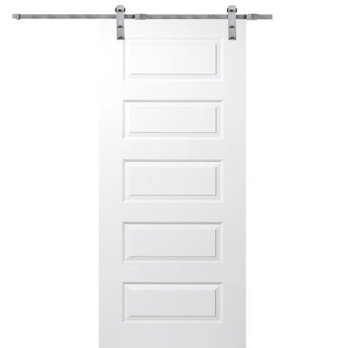 Mmi Door Primed Rockport 36" X 80" Kit With Stainless Steel Barn Door Hardware
