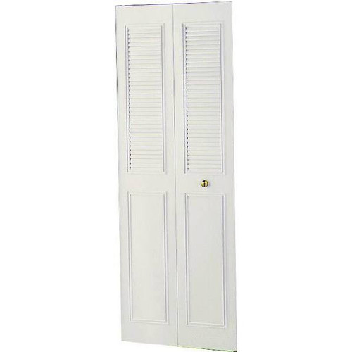 Dunbarton 18 In. X 80 In. Ivory 2 Panel The Classic Metal Bi-Fold Door