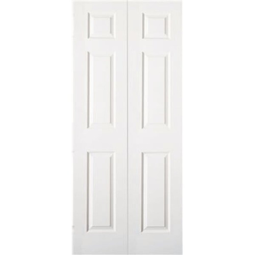 Masonite 30 In. X 80 In. X 1-3/8 In. Primed White 6-Panel Hollow Core Textured Bifold Interior Door