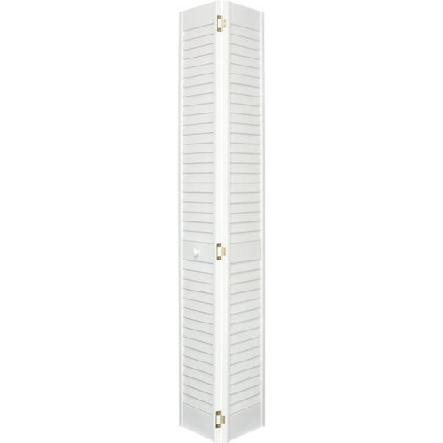 Plantation 28 X 80 In. 2 In. Thick Louver/Louver Solid Wood Core Bi-Fold Door (Primed White)