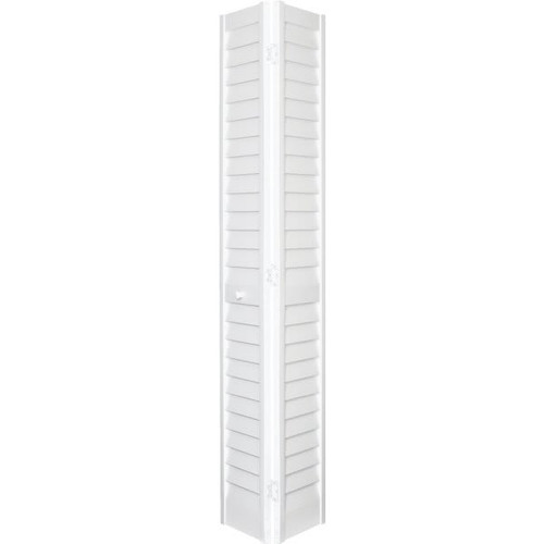 Plantation 28 X 80 In. 3 In. Thick Louver/Louver PVC Composite Hollow Core Bi-Fold Door (White)