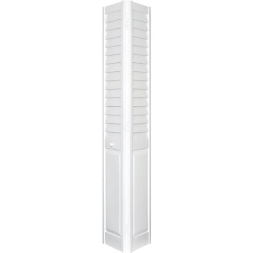 Plantation 36 X 80 In. 3 In. Thick Louver/Panel PVC Composite Hollow Core Bi-Fold Door (White)