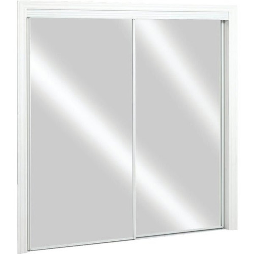 48" X 80" White Framed Mirror Closet Door, 120 Series