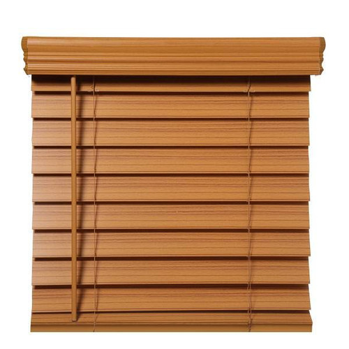 Champion 2.5 In. Embossed Faux Wood 54 In. X 64 In. Room Darkening Blind, Oak
