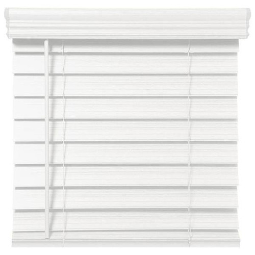 Champion 2.5 In. Embossed Faux Wood 66 In. X 72 In. Room Darkening Blind, White