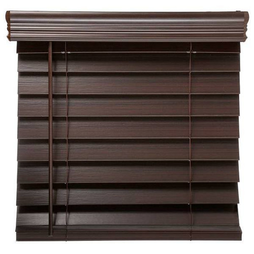 Champion 2.5 In. Embossed Faux Wood 72 In. X 72 In. Room Darkening Blind, Dark Walnut