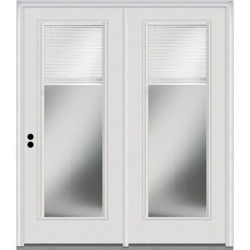 National Door Primed Steel Patio Door Full Lite Internal Blinds Low-E, 6-9/16 Rh