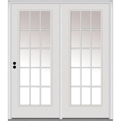 National Door Primed Steel Patio Door, 15 Lite Internal Grilles, 4-9/16-In, Rhis