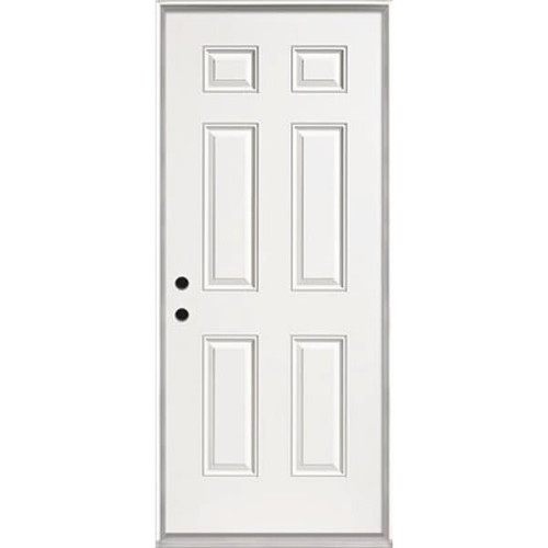 Masonite 36" X 80" White Right Hand Inswing 6-Panel Steel Prehung Front Door