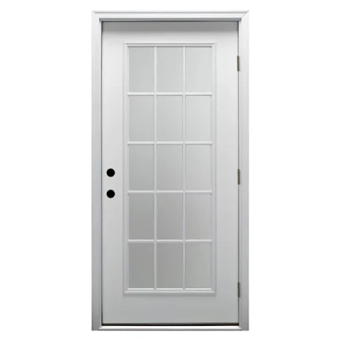 Mmi Door 32"X80" Classic LH 15-Lite Clear Steel Prehung Front Door, Brickmould