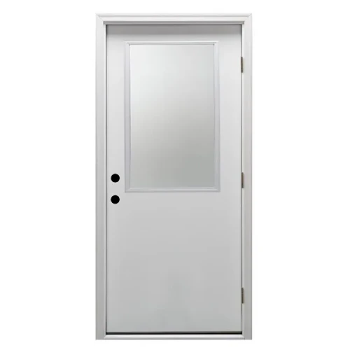 Mmi Door 36"X80" Classic LH 1/2-Lite Clear Steel Prehung Front Door, Brickmould