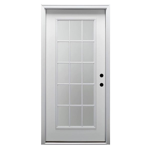Mmi Door 36"X80" Classic LH 15-Lite Clear Steel Prehung Front Door, Brickmould