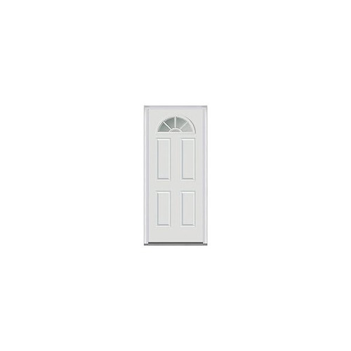 National Door Company 1/4 Lite 4-Panel 36x80" Front Door, White - Rh, White Grilles