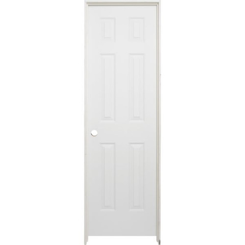 Masonite 32 In. X 80 In. X 4-9/16 In. Primed 6-Panel Single Prehung Interior Door Left Hand Flat Jamb