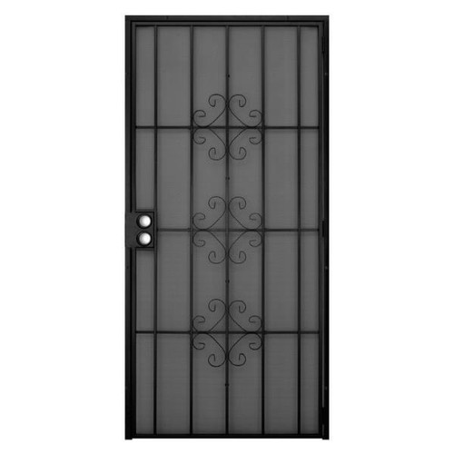 Unique Home Designs 36 In. X 80 In. Del Flor Black Surface Steel Security Door