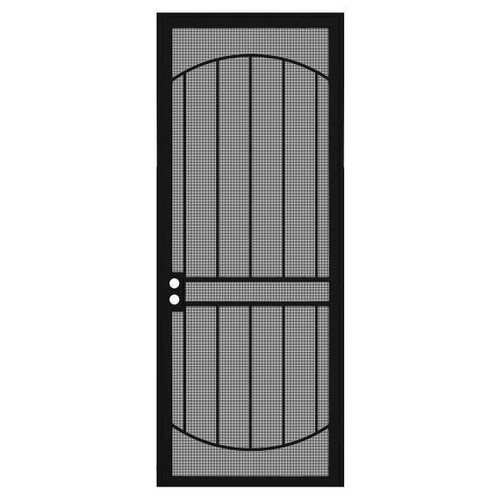 Unique Home Designs 36 In. X 96 In. Arcada Black Surface Mount Left Steel Door