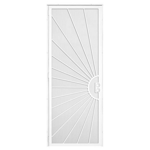 Unique Home Designs 36 In. X 96 In. Solana White Mount Right Steel Security Door