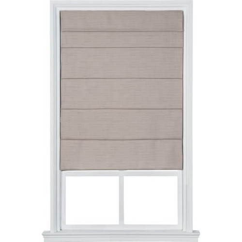 Home Basics Cordless Large Fold Textured Fabric Roman Shade 35" X 64" Khaki