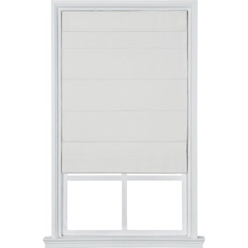 Home Basics Cordless Large Fold Textured Fabric Roman Shade 35" X 64" White