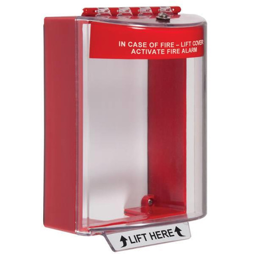 Safety Technology Universal Fire Alarm Stopper With Horn, Surface Mount, Red, Fire Text