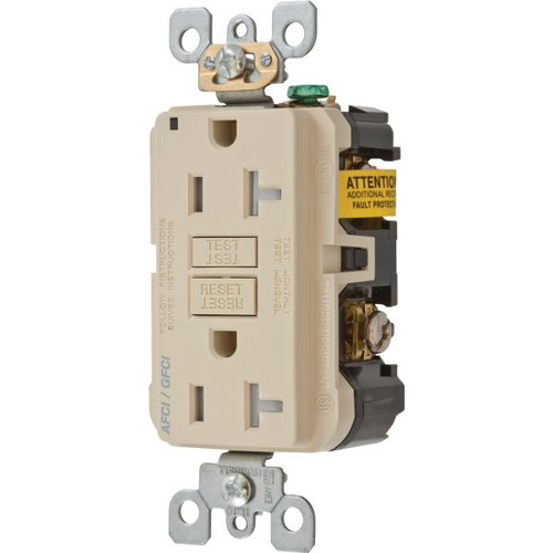 Hubbell 20 Amp 125 Volt Combination Tamper-Resistant Afci/Gfci Receptacle (Ivory)