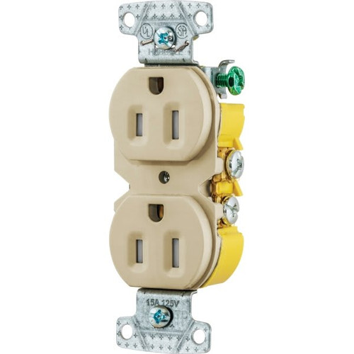 Hubbell 15 Amp 125 Volt Self-Grounding Residential Duplex Standard Outlet (10-Pack) (Ivory)
