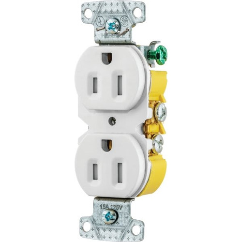 Hubbell 15a Duplex Tamper Resistant Receptacle (White) (10-Pack)