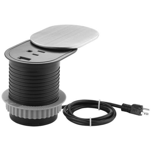 Link2home Space Saver Grommet Socket, 1 Power Outlet 15a, 1 Usb Port 2.4a