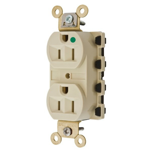 Hubbell Snap-On 15 Amp 125 Volt Hospital-Grade Snapconnect Duplex Standard Outlet (Ivory)